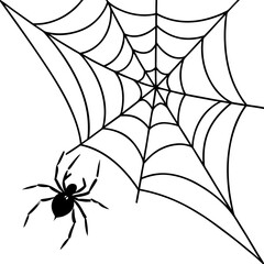 Intricate Spider Web with Centered Spider - Vector Art