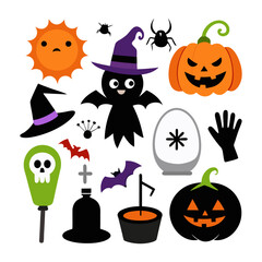 Halloween element collection white background