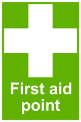 First aid point sign on a wall