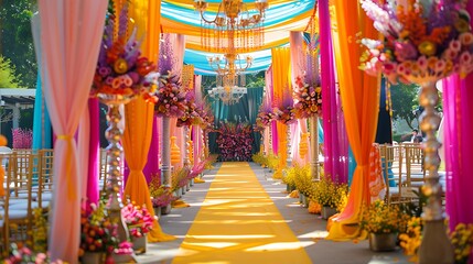 Fototapeta premium Fantastic anniversary ceremony adorned with colorful accessories