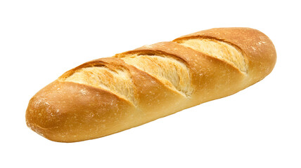 French mini baguette isolated on transparent background in close-up