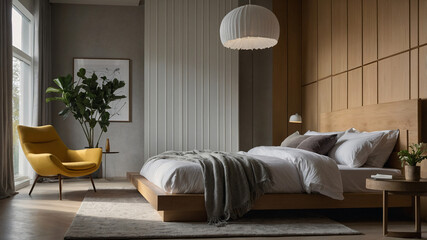 A luxurious modern bedroom at night with a minimalist design-1