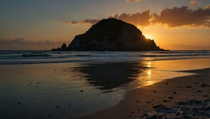 Sunset at Moshiri Beach in Kumamoto Prefecture.