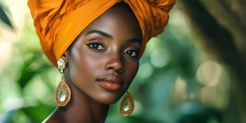 Elegant Portrait of a Woman with Golden Hoop Earrings