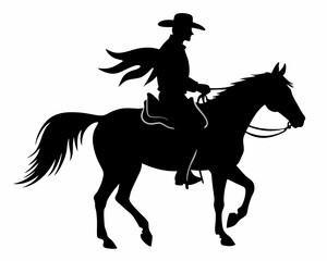 Cowboy silhouette vector,Cowboy hoblack silhouette vector