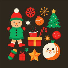 Christmas  element collection vector icon