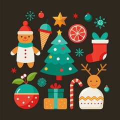 Christmas  element collection vector icon