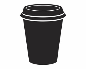 Paper Coffee Cup with Lid black silhouette vector,Coffee cup vector,