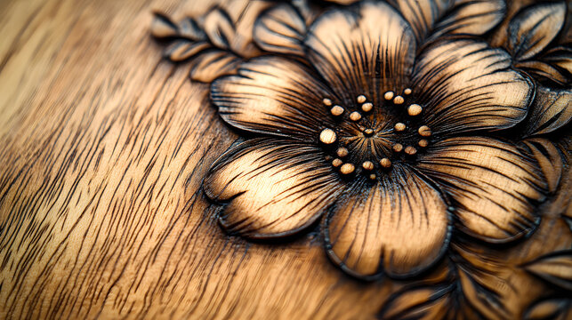Intricate Floral Pyrography Pattern