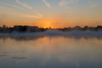 Fototapeta premium September sunrise on the Oka River. Murom. Vladimir region, Russia