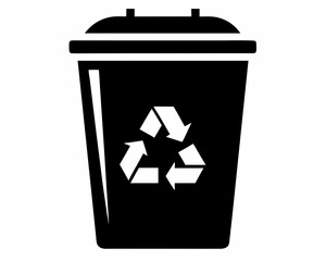 Recycle Bin black silhouette vector icon,Recycle Bin black silhouette vector icon