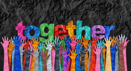 Integrating Different People Together and Diverse citizens concept united and working as a team as...