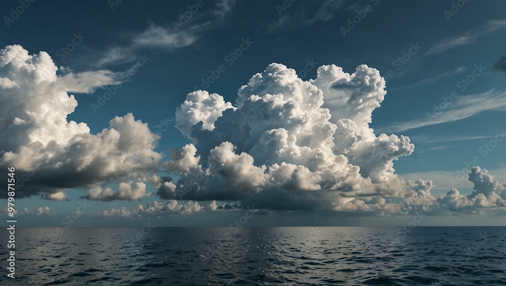 Canvas Prints The sky filled with clouds above a tranquil ocean.