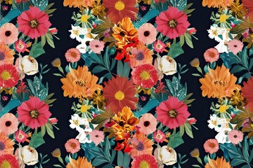 Charming Eclectic Floral Collage Seamless Pattern for All-Season Fabric Decor