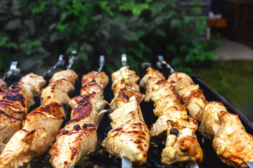 Delicious, juicy meat kebabs grilled to perfection.