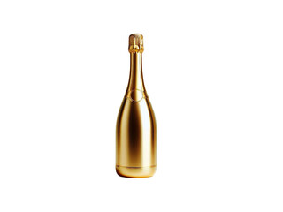 Golden champagne bottle for special occasions on a transparent background