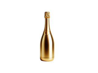 Golden champagne bottle for special occasions on a transparent background
