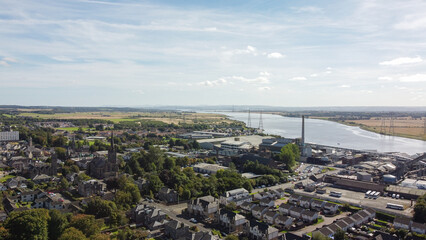 Beautiful aerial view of the River Forth in Alloa, Scotland
