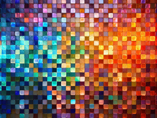 Mosaic Wall with Reflections. Rainbow colours background wallpaper.  