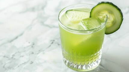 Cucumber and Mint Cocktail with Ice