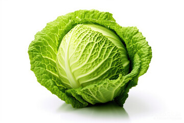 Fresh green cabbage on a clean surface with detailed leaves and vibrant color showing at midday. Generative AI
