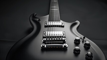 Fototapeta premium Electric guitar in grey against black backdrop