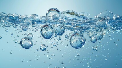 The image is of a large number of small bubbles floating in the water