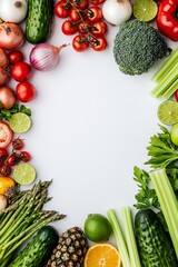 Fresh Harvest Abundance Top View Frame of Vibrant Produce