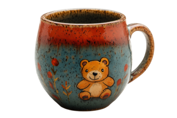 a mug with a bear on it. 