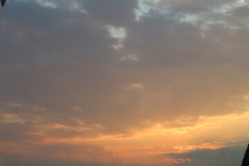 Fantastic soft thunderclouds, natural sky composition, wide panorama