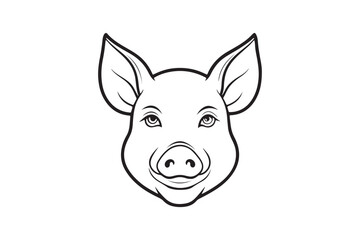 Pig head line art silhouette vector illustration, Pig head silhouette vector, Pig head silhouette PNG