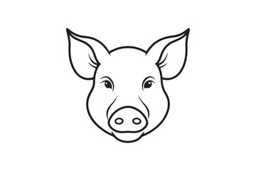 Pig head line art silhouette vector illustration, Pig head silhouette vector, Pig head silhouette PNG