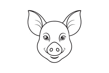 Pig head line art silhouette vector illustration, Pig head silhouette vector, Pig head silhouette PNG