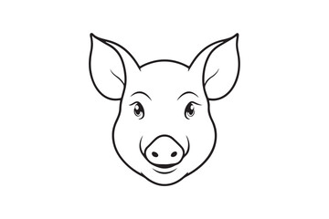 Pig head line art silhouette vector illustration, Pig head silhouette vector, Pig head silhouette PNG