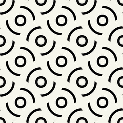Vector seamless pattern. Geometric bold ornament. Stylish monochrome background. Bold repeating texture. Striped concentric elements.