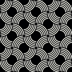 Vector seamless pattern. Geometric bold ornament. Stylish monochrome background. Bold repeating texture. Striped concentric elements.