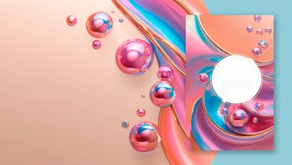 Obraz premium Abstract image featuring colorful, shiny spheres on a gradient background