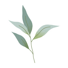 Vector green summer and spring branches and leaves.Simple element for botany emblem design.Organic logo template.Hand drawn floral illustration for prints,flyers,banners,invitations,branding design