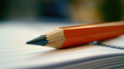 Obraz premium Horizontal photo of a pencil on a notepad