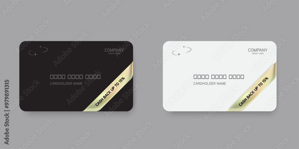 Wall mural holographic gradient ribbon and label vector design on card mockup. chrome gradient ribbon, shinny t
