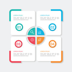 Modern Business Infographic Template with Colorful 4-Steps