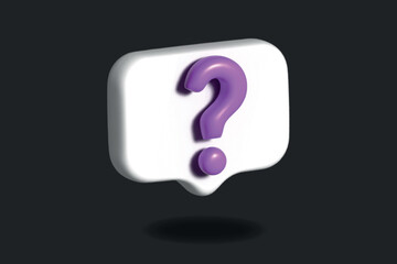 3D Speech balloon with question mark Support communication concept