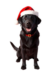 Obraz premium Cute dog wearing a santa hat. Christmas, holidays, new year concept png isolated on transparent background