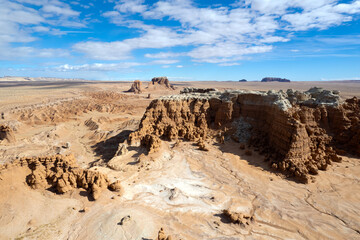 Rock formation seen from a drone at Goblin Valley State Park, Utah.