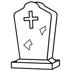 Obraz premium Weathered Tombstone with Cross Vector Art