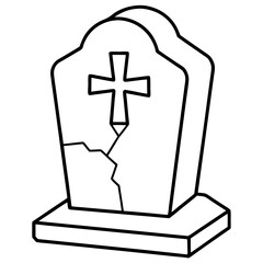 Obraz premium Weathered Tombstone with Cross Vector Art