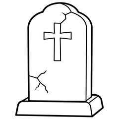 Obraz premium Weathered Tombstone with Cross Vector Art