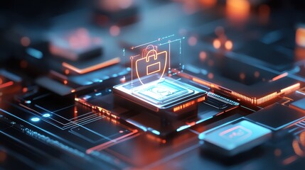 A futuristic Cyber Monday banner with glowing holograms, sleek sale icons, and a dark tech-inspired background, evoking the future of online shopping.