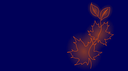 Obraz premium One line continuous autumn leaves symbol concept. Silhouette Canadian maple acer tree. Digital white single line sketch drawing vector illustration