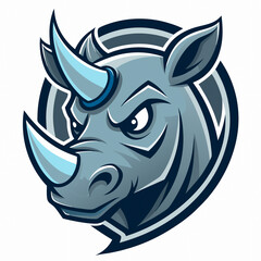 Dynamic Rhino Head Monogram Emblem for T-Shirt Printing and Corporate Branding in Advertising and Media